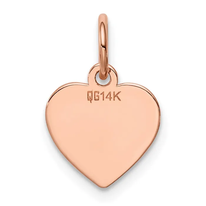 TreasureFineJewelers Charm Necklaces 14k Rose Gold Plain 013 Gauge Engraveable Heart Disc Charm