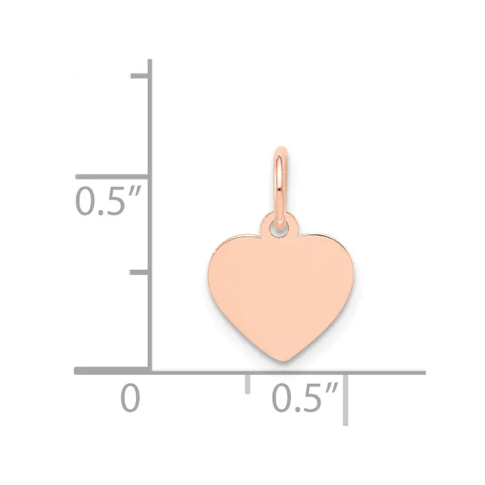 TreasureFineJewelers Charm Necklaces 14k Rose Gold Plain 013 Gauge Engraveable Heart Disc Charm