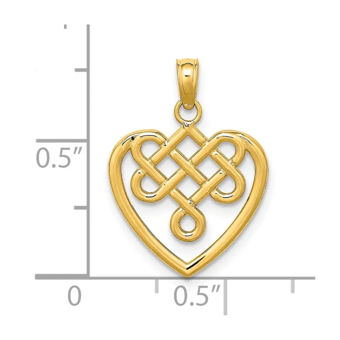 TreasureFineJewelers Charm Necklaces 14K Small Celtic Knot Heart Charm