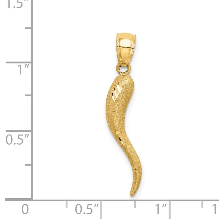 TreasureFineJewelers Charm Necklaces 14k Solid Diamondcut Italian Horn Charm