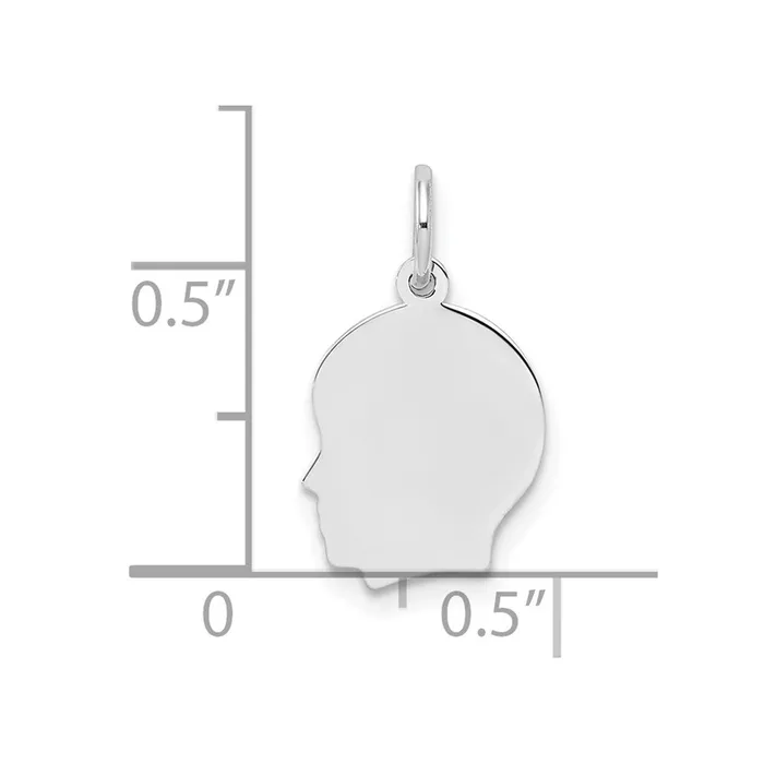 TreasureFineJewelers Charm Necklaces Sterl Silver Rhplt Engraveable Boy Polished FrontSatin Back Disc Charm
