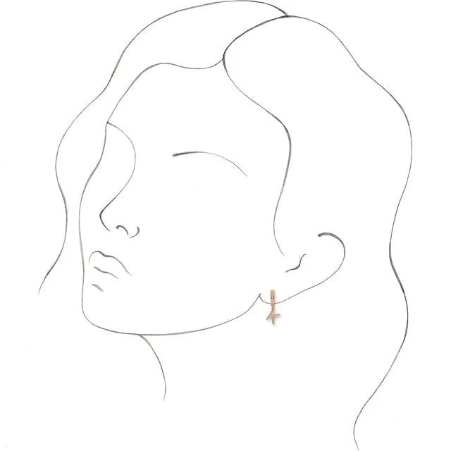 TreasureFineJewelers Earrings 14K Rose Gold Initial K Hinged Huggie Earring