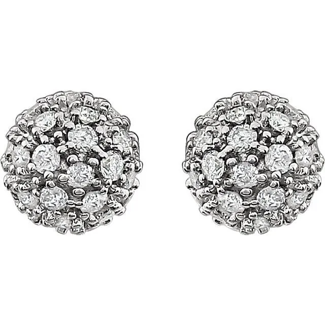TreasureFineJewelers Earrings 14K White Gold 12 CTW Natural Diamond Cluster Earrings
