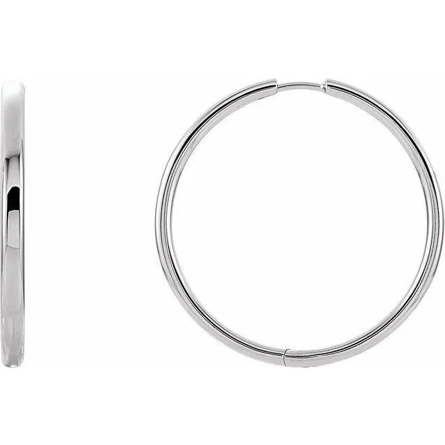 TreasureFineJewelers Earrings 14K White Gold 29 mm Hinged Hoop Earrings TreasureFineJewelers Earrings 14K White Gold 29 mm Hinged Hoop Earrings