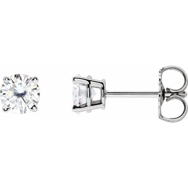 TreasureFineJewelers Earrings 14K White Gold 45 mm Stuller LabGrown Moissanite Stud Earrings with Friction Post TreasureFineJewelers Earrings 14K White Gold 45 mm Stuller LabGrown Moissanite Stud Earrings with Friction Post