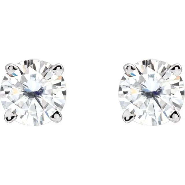 TreasureFineJewelers Earrings 14K White Gold 45 mm Stuller LabGrown Moissanite Stud Earrings with Friction Post