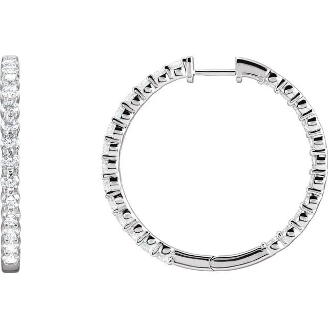 TreasureFineJewelers Earrings 14K White Gold 4 CTW Natural Diamond InsideOutside Hinged 36 mm Hoop Earrings TreasureFineJewelers Earrings 14K White Gold 4 CTW Natural Diamond InsideOutside Hinged 36 mm Hoop Earrings
