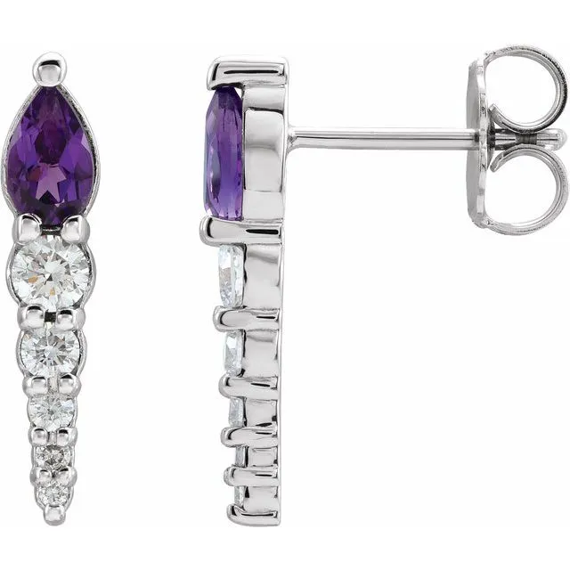 TreasureFineJewelers Earrings 14K White Gold Natural Amethyst 14 CTW Natural Diamond Earrings TreasureFineJewelers Earrings 14K White Gold Natural Amethyst 14 CTW Natural Diamond Earrings