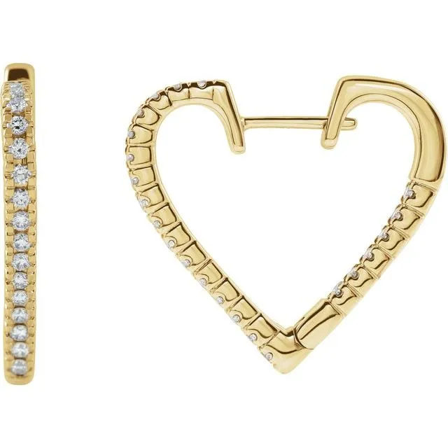 TreasureFineJewelers Earrings 14K Yellow Gold 58 CTW Natural Diamond Heart Earrings TreasureFineJewelers Earrings 14K Yellow Gold 58 CTW Natural Diamond Heart Earrings