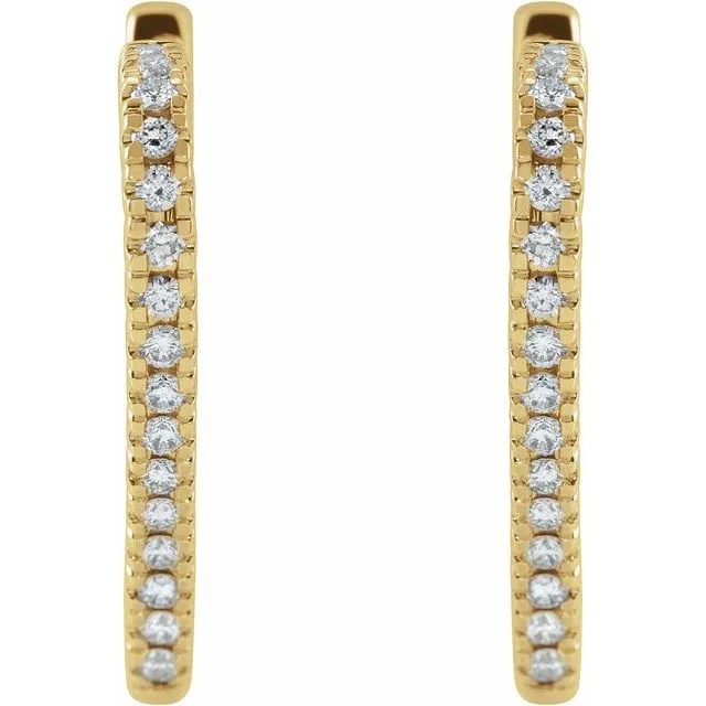TreasureFineJewelers Earrings 14K Yellow Gold 58 CTW Natural Diamond Heart Earrings