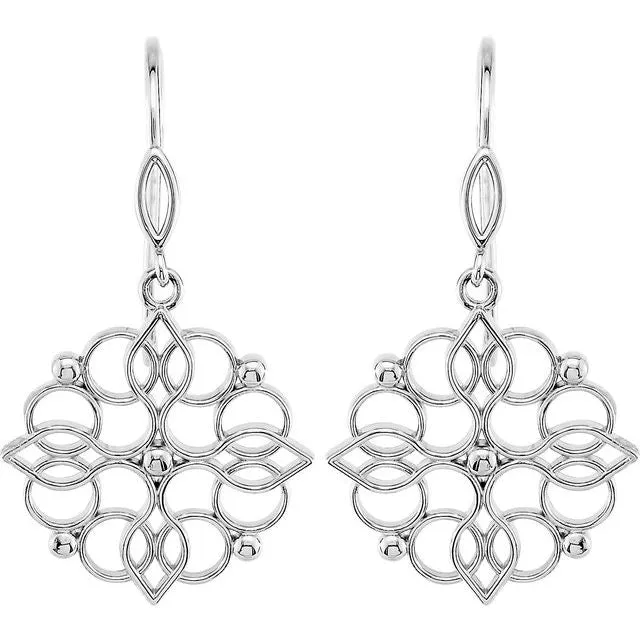 TreasureFineJewelers Earrings Sterling Silver 353x188 mm Floral Earrings