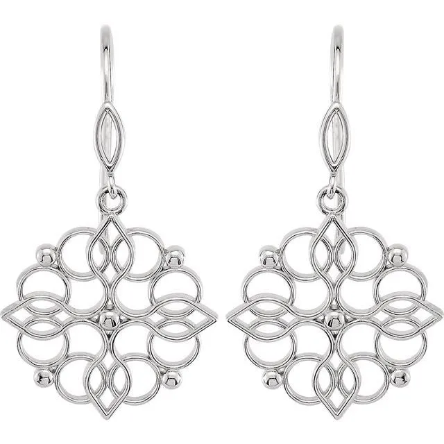 TreasureFineJewelers Earrings Sterling Silver 353x188 mm Floral Earrings