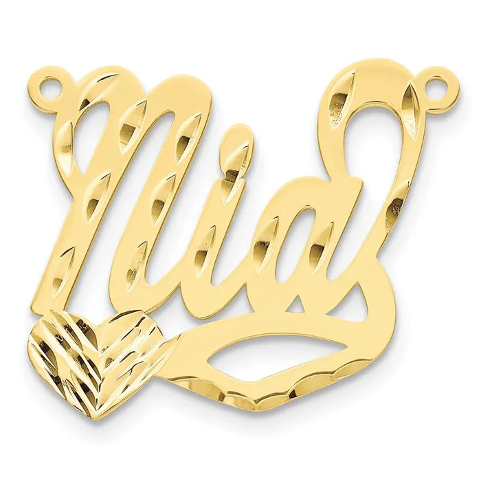 TreasureFineJewelers Necklaces 10K Polished Diamondcut Heart Name Plate