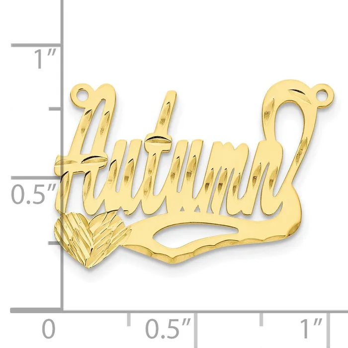 TreasureFineJewelers Necklaces 10K Polished Diamondcut Heart Name Plate