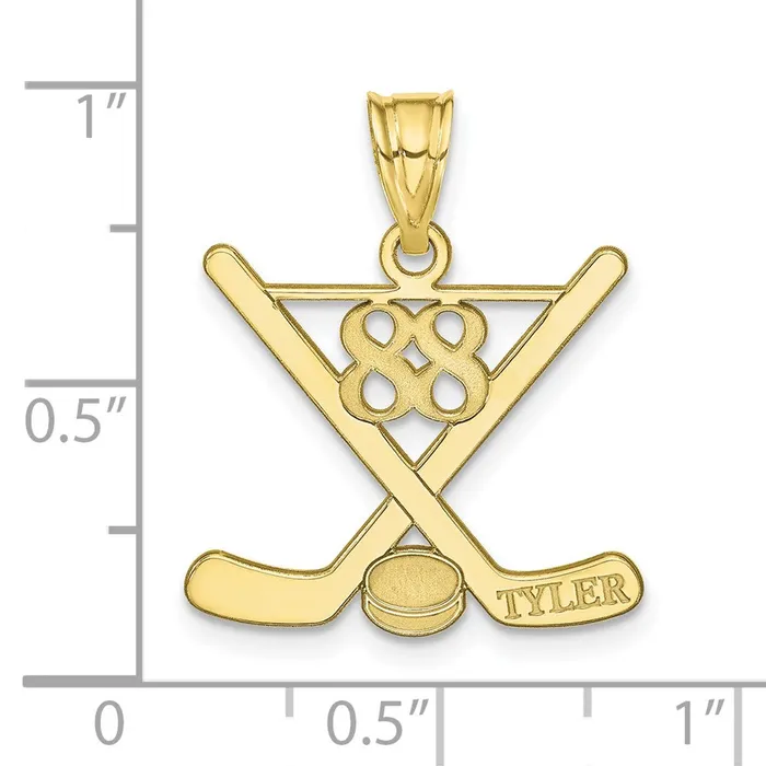 TreasureFineJewelers Necklaces 10k Yellow Gold Personalized Hockey Pendant