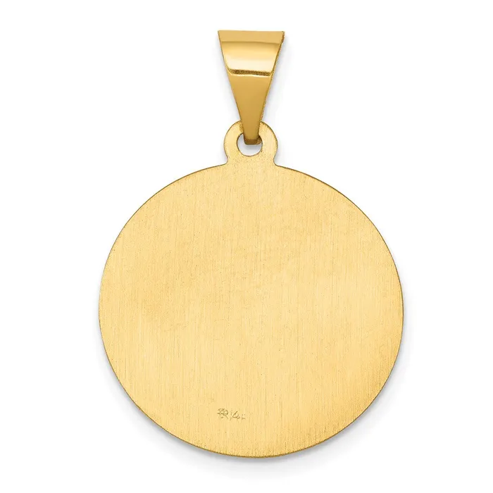 TreasureFineJewelers Necklaces 14k Yellow Gold Polished and Satin St George Medal Hollow Pendant