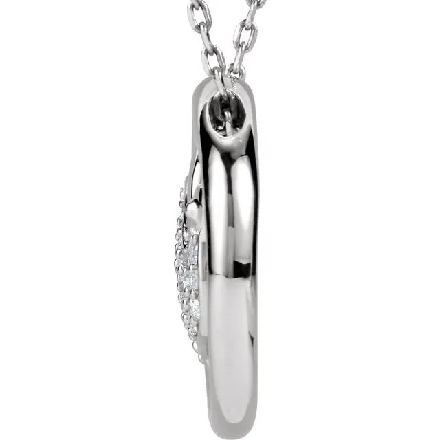 TreasureFineJewelers Necklaces Sterling Silver 18 CTW Natural Diamond Dove Circle 18 Necklace