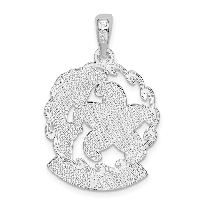 TreasureFineJewelers Necklaces Sterling Silver Polished St Thomas Starfish and Dolphin Pendant