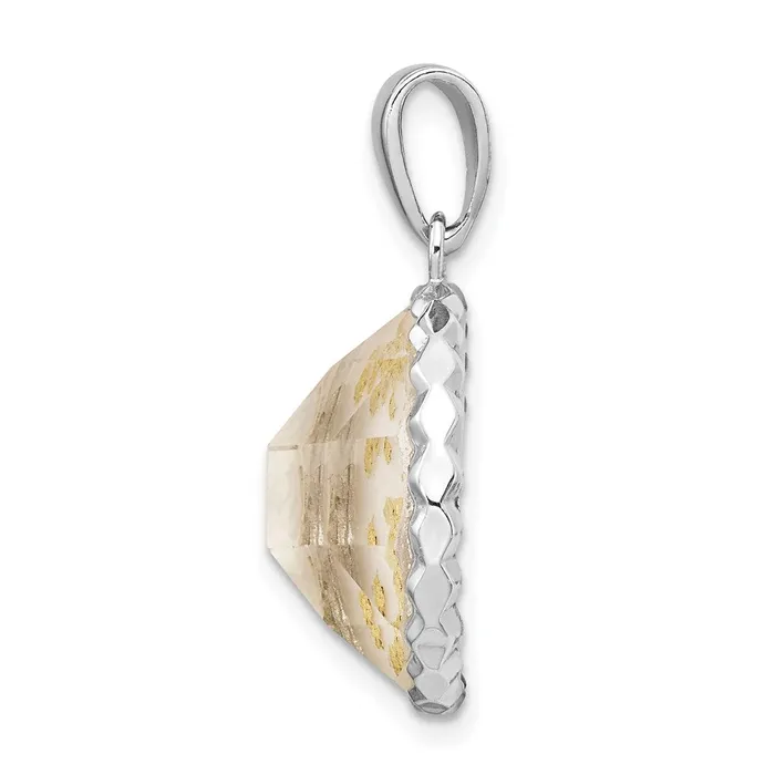 TreasureFineJewelers Necklaces Sterling Silver Rhodiumplated MOP Pendant
