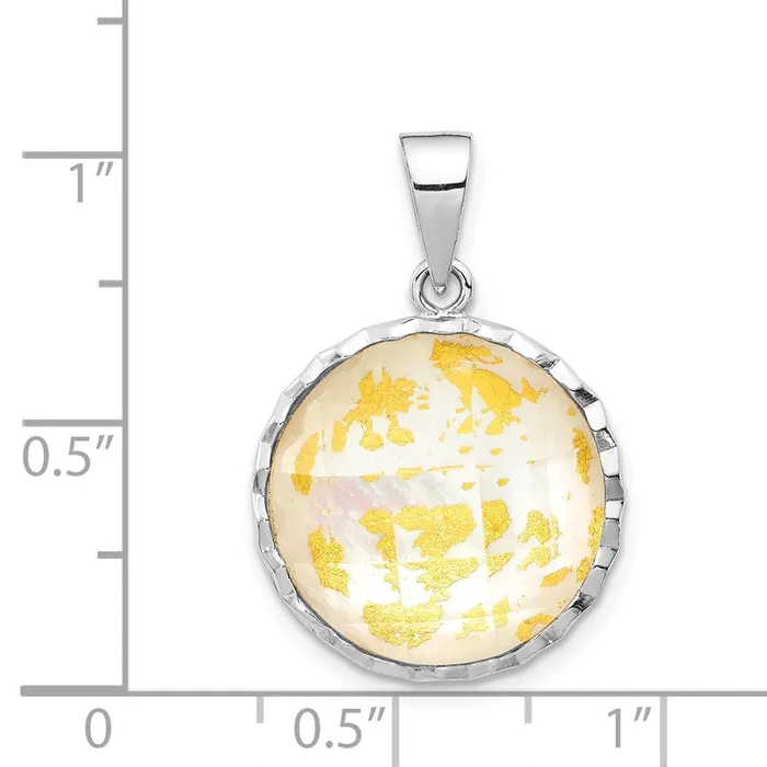 TreasureFineJewelers Necklaces Sterling Silver Rhodiumplated MOP Pendant