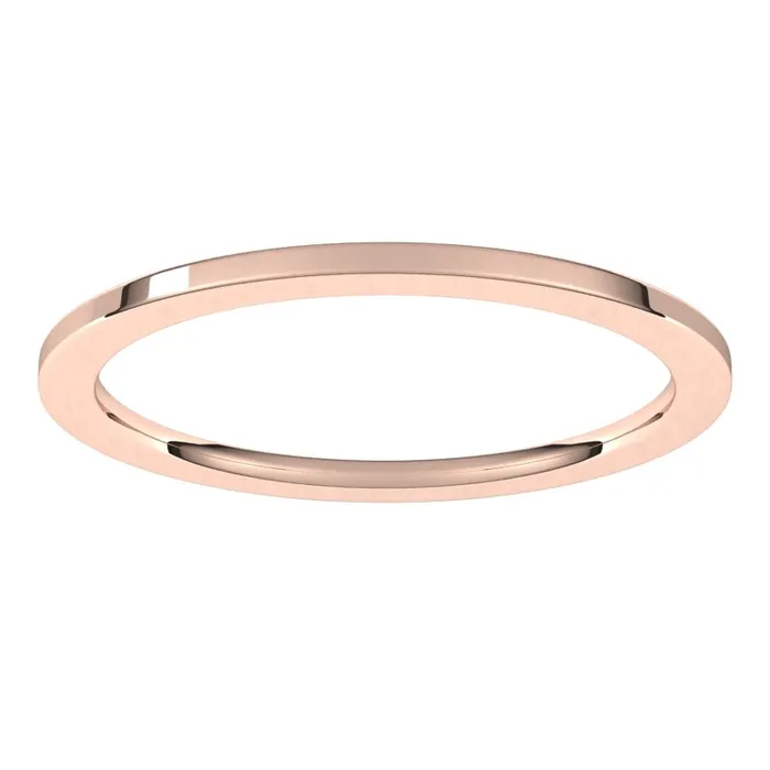 TreasureFineJewelers Rings 10K Rose Gold 1 mm flat comfort fit Wedding Band