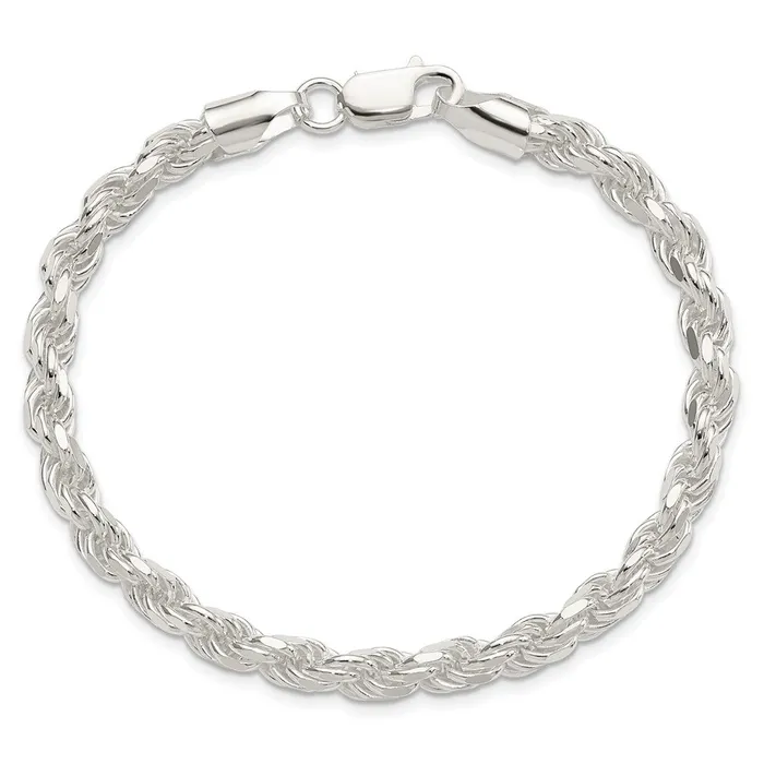 TreasureFineJewelers Rings Sterling Silver 575mm Diamondcut Rope Chain