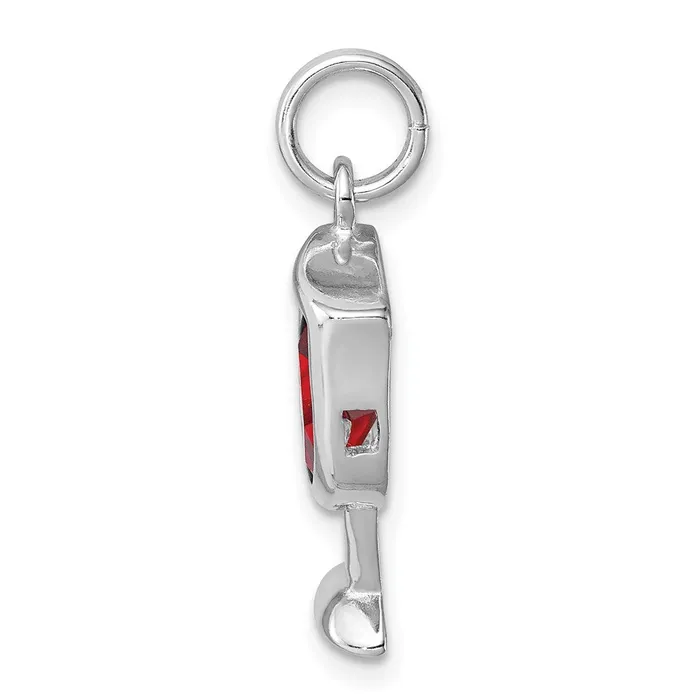 TreasureFineJewelers Rings Sterling Silver Rhodiumplated Red CZ Wine Glass Charm