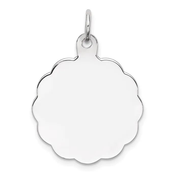 TreasureFineJewelers Sterling Silver Rhplt Engraveable Polished FrontSatin Back Disc Charm Rings